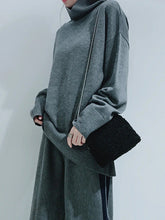 Women High Neck Loose Solid Color Sweater